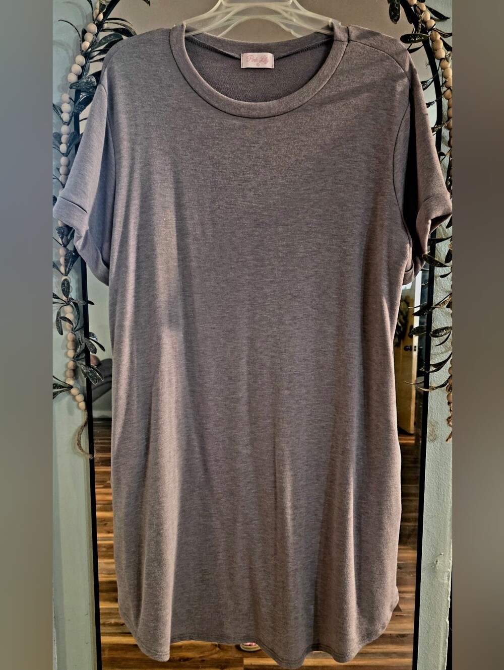 Pink Lily Short Shirt Dress Heather Gray W/Pockets